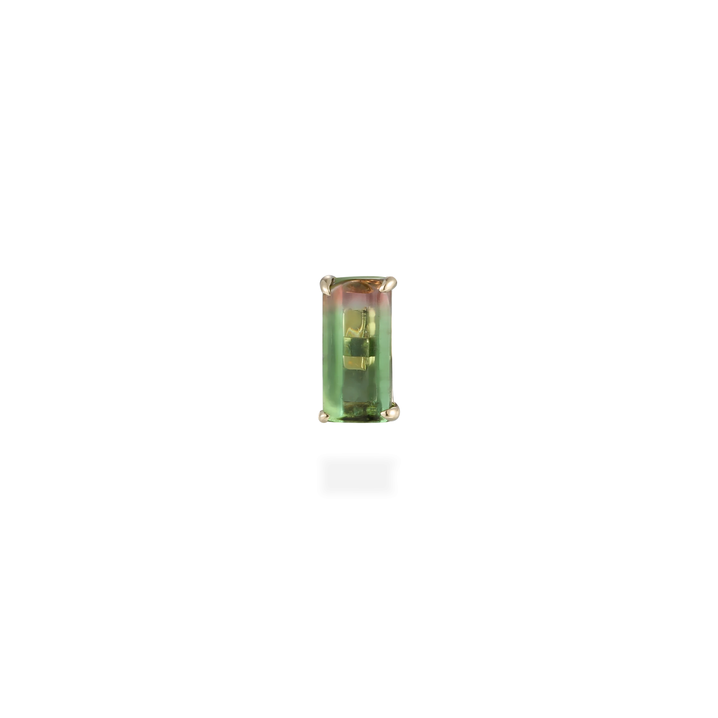 Watermelon bi-colored tourmaline stud.